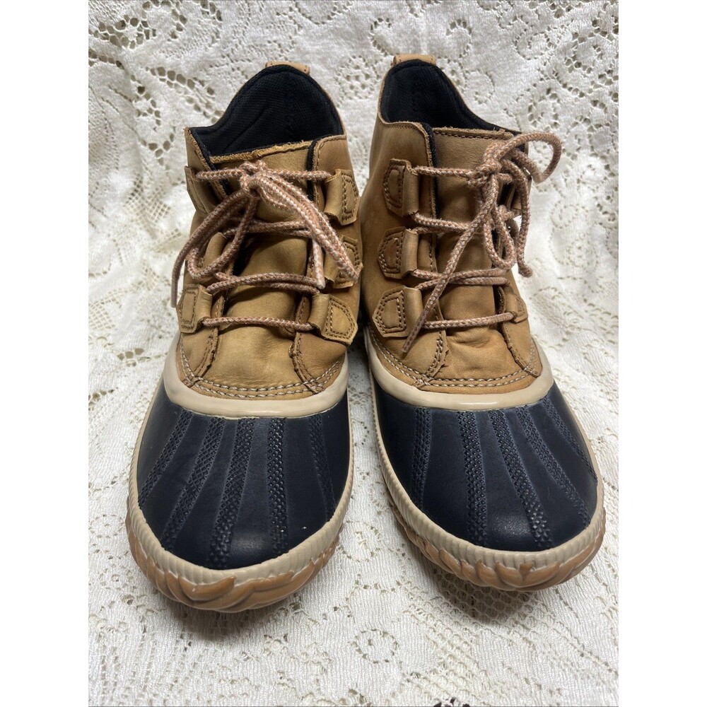 Sorel Out n About Womens 8.5 Duck Boots Brown Leather Lace Up Ankle Shoes
